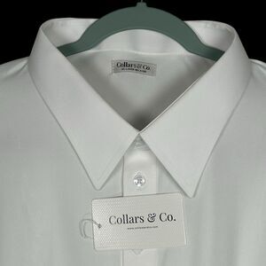 Collars & Co Polo Shirt Men 3XL White Relaxed Point Dress Collar Office Business